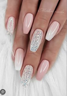 Ombre Wedding Nails, French Manicure Gel Nails, Sparkle Nail Designs, Gel Manicure Colors, Gel French Manicure, Ombre Wedding, Pink Ombre Nails, Long Nail Designs, Pretty Nail Designs