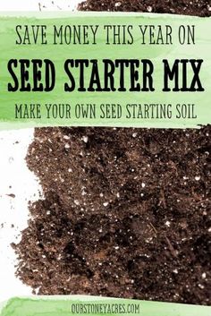 seed starter mix with text overlay saying save money this year on seed starter mix make your own seed starting soil