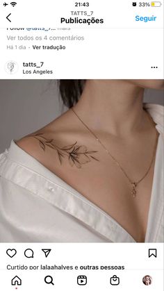 the back of a woman's chest with leaves on it