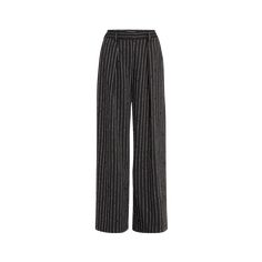 Ulla Johnson "Sylvie" pinstripe suiting pants tailored with front pleats Approx. measurements: 12.0" rise; 32" inseam; 43.125" outseam High rise Back patch pockets Full length Exaggerated wide legs Hook-and-bar, zip closure Wool/cotton/polyester Lining: Polyester Dry clean, professional cleaning recommended Imported Pants Tailored, Pinstripe Pants, Professional Cleaning, Back Patch, Wide Legs, Ulla Johnson, Full Length, Tops Designs, Wide Leg