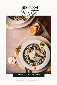 Creamy, decadent, and indulgent mushroom risotto is the perfect elegant entrée or side dish for your next dinner party. Cozy Recipes, Perfect Dinner Party, Cooking The Perfect Steak, Arborio Rice