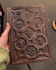 a person holding an ornate book in their hand