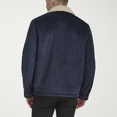 Constructed from durable, midweight cotton-corduroy, this men's Levi's work jacket has a plush sherpa lining to keep you warm and protected against the elements. It has a spread collar with snap-button flap chest pockets, side slip pockets, long sleeves, and a full-zip with snap-button closure.Features: Sherpa Lined, Wind ResistantClosure Type: ZipperPockets: 2 Chest Snap Pockets, 2 Front Slip Pockets, 1 Inside Cell Phone PocketSleeve Length: Long SleeveWarmth Factor: MidweightApparel Length: 2… Mens Sherpa, Work Jacket, Work Jackets, Field Jacket, Sherpa Lined, Levis Men, Snap Button, Cell Phone, Coats Jackets