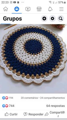 a crocheted doily is shown on the app store's facebook page