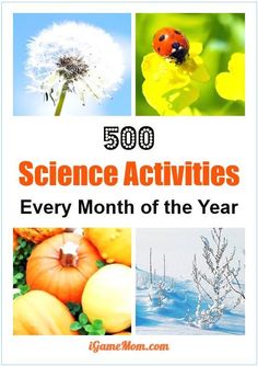 the book cover for 50 science activities every month of the year with pictures of flowers and plants