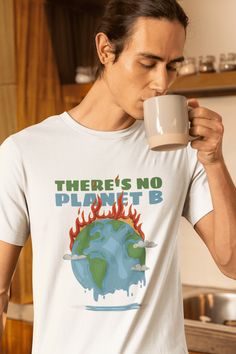 Embrace your commitment to our planet with the striking "There's No Planet B" T-Shirt. This powerful message, coupled with a vivid depiction of the Earth in distress, serves as a poignant reminder of the urgency of climate change and the importance of environmental stewardship. This Earth Day T-Shirt not only promotes Climate Change Awareness but does so with a touch of dark humor to highlight the stark reality we face. It's more than just an environmental shirt; it's a call to action--a plea to Save the Earth and protect the only home we have. Perfect for anyone passionate about sustainability, from hippie clothes aficionados to advocates of political shirts. This Save the Planet shirt is ideal for events like Earth Day, climate marches, or everyday wear as a conversation starter about an Planet Shirt, Environmental Stewardship, No Planet B, Save The Earth, Hippie Clothes, In Distress, Iron Shirt, Tomorrow Will Be Better, Save Earth