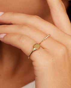 The 14k Gold Bespoke Signet Ring is a timeless style crafted in 14k solid gold. Sure to become a cherished ring they will keep for years-make it even more special by engraving heartfelt initials or a lucky number. Bespoke Signet Ring in 14k Solid Gold, Women's Size 3 by gorjana Signet Ring For Women, Classic White Gold Open Heart Ring, Classic Tarnish Resistant Diamond Ring, Diamond Stackable Signet Ring For Anniversary, Gold Plated Engraved Promise Ring With Polished Finish, Anniversary Diamond Stackable Signet Ring, Anniversary Stackable Diamond Signet Ring, Minimalist Yellow Gold Signet Ring With Bezel Setting, 14k Gold Dainty Initial Ring With Polished Finish