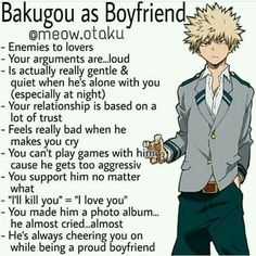 an anime character with the words bakugus as boyfriend