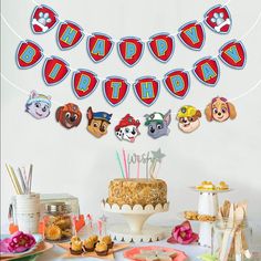 a birthday party with paw patrol decorations