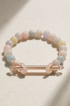 Shop ANANYA Chakra 18-karat rose gold multi-stone bracelet, Explore the latest ANANYA women's collection today on NET A PORTER Chakra Bracelet Jewelry, Gold Pearl Bracelet, Rose Gold Bar, Bracelets Design, Chakra Bracelet, Fine Jewelry Bracelets, Quartz Crystals, Rose Gold Jewelry, Chakra Stones