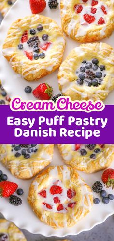 cream cheese puff pastry danish recipe on a plate