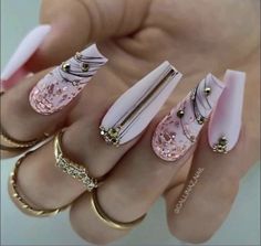 Gel Nail Art Designs, Fancy Nails Designs, Stylish Nails Designs, Nail Designs Valentines, Cute Acrylic Nail Designs, Nail Art Designs Videos, Acrylic Nails Coffin Pink, Coffin Nails Designs