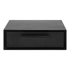 a black box with two drawers on the bottom and one drawer open to reveal something