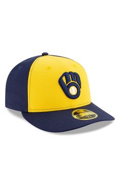 Get ready for the next big Milwaukee Brewers game when you grab this 2020 Authentic Collection On-Field Low Profile Fitted Hat. This New Era cap is great for a major fan like you who never misses a game. The stunning graphics and colors will help you perfect your game day look, especially when paired with your favorite Milwaukee Brewers jersey. Material: 100% Polyester High Crown Structured fit Curved bill Fitted Raised embroidered graphics Six panel construction with eyelets Officially licensed Yellow Sports Hat With Curved Brim, Yellow Cap For Sports Events, Yellow Snapback Hat For Sports Events, Yellow Flat Bill Hat For Sports Events, Yellow Curved Brim Sports Hat, Yellow Snapback Baseball Cap For Sports Events, Yellow Curved Brim Baseball Cap For Sports, Yellow Baseball Season Cap, Yellow Baseball Cap For Baseball Season