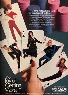 an advertisement for playing cards with women's clothes