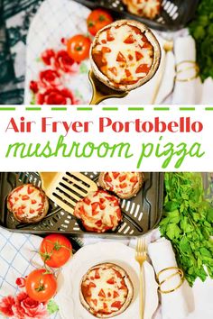 air fryer portabello mushroom pizza is an easy and delicious appetizer