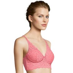 Maidenform Bras: Casual Comfort Convertible Lace Bralette DM1188, Women's, Size: 36 D, Med Pink Maidenform Bras, Traditional Fabric, Let You Down, Womens Bras, Scalloped Lace, Lace Bralette, Lace Fabric, Fabric Care, Style Guides