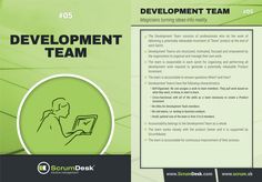 a brochure with an image of a person working on a laptop and the words development team below it