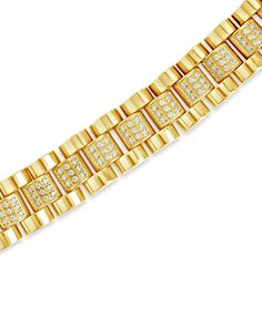 Add elegant details to your favorite looks by wearing this CZ accent watch band chain bracelet! This gorgeous piece is accented with CZ stones and is available in gold and silver tones. Materials: 14K gold or rhodium plated stainless steel, cubic zirconia Features: Measures 7" length, 0.45" width, 1mm CZ stones, Lead & Nickel free, foldover single-channel clasp Classic Chain Bracelet With Cubic Zirconia, Elegant Cuban Link Bracelet With Cubic Zirconia, Elegant Cuban Link Tennis Bracelet, Formal Cubic Zirconia Chain Link Bracelets, Cubic Zirconia Jubilee Link Bracelet, Classic Cubic Zirconia Diamond Chain Bracelet, Modern Gold Cubic Zirconia Chain Bracelet, Luxury Metal Bracelets With Bling, Elegant Cuban Link Chain Bracelet With Bling