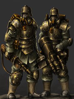 two men in armor standing next to each other