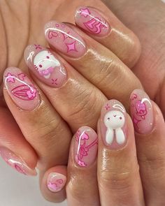 Todas las publicaciones • Instagram Sanrio Nails Acrylic, Miffy Nails, Sanrio Nails, Hello Kitty Nails Art, Acrylic Nails Almond Shape, Kitty Nails, Confetti Nails, Punk Nails, Anime Nails