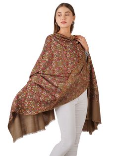 Experience the epitome of luxury with our Exquisite Hand Embroidered Floral Pashmina Shawl, crafted from the finest Natural Toosh pashmina. This shawl combines the warmth and softness of pure Kashmiri pashmina with the intricate beauty of hand-embroidered floral patterns, making it a timeless accessory for any wardrobe. Product Details: Hand Embroidered Pure Kashmiri Pashmina Shawl Material: Pure Pashmina (100% Cashmere) Size: 100 cm X 203 cm / 40 Inch X 80 Inch / 1.1 x 2.2 Yards (Approx) Base C Kashmiri Pashmina Shawl, Wool Wrap, Pashmina Shawl, Timeless Accessories, Cashmere Scarf, Floral Patterns, Unique Charms, Floral Embroidery, Hand Embroidered