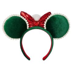 This Minnie Mouse ear headband with poms and sequin bow is a festive fashion accessory for the happiest of holidays - and a keepsake to treasure for 'ears to come! * Padded velour 3D Minnie Mouse ears * Red sequin bow with furry pom appliqué* Pom trimming on ears * Contrast non-slip velour interior * One size fits most adults * Polyester * Approx. 9''H x 11 1/2'' W x 2 1/3'' D * Imported ** Authentic Disney Parks merchandise. ** Minnie Mouse Christmas, Minnie Mouse Ears Headband, Mouse Christmas, Magic Bands, Mouse Ears Headband, Disney Shop, Sequin Bow, Minnie Mouse Ears, Bare Necessities