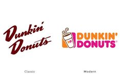 dunkin'donuts and dunkin'donuts logos are shown in two different colors