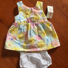 Never Worn, Brand New Set. Cute For Spring! Cute Yellow Dress For First Birthday, Yellow Summer Dress For First Birthday, Yellow Dress For First Birthday In Summer, Americana Dress, Ruffle Outfit, Dress Pant Suit, Shirts For Leggings, Cotton Set, Simple Trendy Outfits