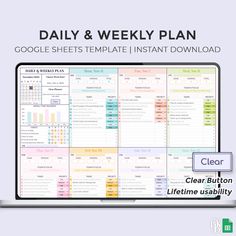 the daily and weekly planner is displayed on a laptop