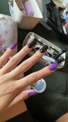 Purple And Black Nails, Nail Purple, Squoval Nails, Special Nails, Subtle Nails, Nails Tumblr, Vacation Nails, Beautiful Nail Designs