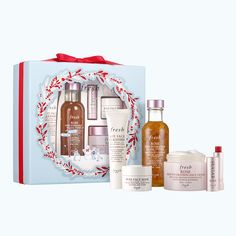 Get the best of all worlds this holiday with this hydrating set. Use our best-selling makeup-removing cleanser, then soothe and soften with our petal-infused mask and toner. Lastly, swipe on our fan-favorite moisturizer and lip balm for time-release hydration and a sheer rose tint. Set includes: Soy Face Cleanser: 20ml Rose Face Mask: 15ml Rose Deep Hydration Toner: 100 ml Full-sized Rose Deep Hydration Moisturizer: 50ml Sugar Rosé Tinted Lip Treatment Sunscreen SPF 15: 2.2g Hydration Skincare, Fresh Rose Face Mask, Rose Face Mask, Skincare Gift Set, Skin Care Brands, Skin Care Gifts, Facial Toner, Spf Sunscreen, Skincare Set