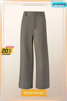 Elegant Regular Fit Solid Work Pants Workwear Straight Solid Pants, Workwear Solid Color Straight Pants, Solid Ankle-length Work Pants With Welt Pockets, Ankle-length Work Pants With Pockets, Solid Straight Leg Work Pants, Solid Ankle-length Work Pants, Wide-leg Work Pants With Pockets, Solid Color Wide Leg Work Pants With Welt Pockets, Solid Color Straight Work Pants