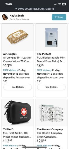 an image of the amazon listing page for products