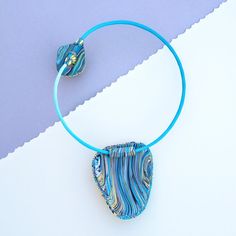 Handmade Blue Wearable Art Necklace, Handmade Blue Necklace In Wearable Art Style, Blue Wearable Art Necklace As Gift, Blue Wearable Art Necklace For Gift, Adjustable Blue Jewelry In Wearable Art Style, Unique Blue Necklace Gift, Adjustable Blue Polymer Clay Jewelry, Handmade Polymer Clay Pendant Necklace, Unique Blue Choker Jewelry