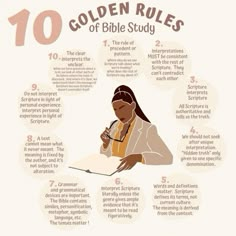 the ten golden rules of bible study for children and adults, with information about how to use them