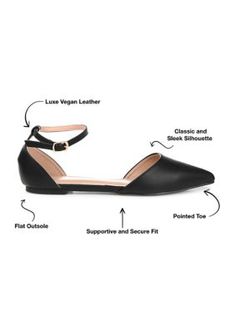 A vintage design that keeps getting better with time, the d'Orsay flat. The Reba by Journee Collection is a classic ballet style made to wear with everything in your closet. This vegan leather silhouette is thoughtfully detailed with a wide-width footbed for extra room and topped with a slim buckled strap at the ankle. | Journee Collection Women's Reba-Wd Flats, Black, 6.5W Affordable Black Elegant Flats, Spring Pointed Toe Flats, Spring Evening Fitted Ballet Flats, Chic Fitted Pointed Toe Flats For Summer, Fitted Low Heel Summer Flats, Fitted Black Pointed Toe Flats For Spring, Spring Evening Ballet Flats, Fitted Evening Flats For Spring, Fitted Pointed Toe Ballet Flats For Summer