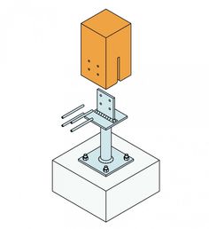 a drawing of a box on top of a table with an object sticking out of it