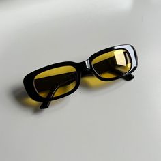 Black Frame With A Yellow Lense These Glasses Are Unisex :)! Uva Uvb Protection Brand New Yellow Rectangular Sunglasses With Gradient Lenses, Rectangular Yellow Sunglasses For Summer, Yellow Square Frame Sunglasses For Beach, Yellow Rectangular Sunglasses For Summer, Trendy Rectangular Yellow Sunglasses, Trendy Yellow Rectangular Sunglasses, Yellow Rectangular Sunglasses With Uv Protection, Black And Yellow Sunglasses, White Versace Sunglasses