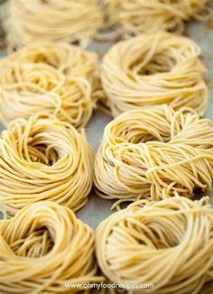 several balls of pasta sitting on top of a table