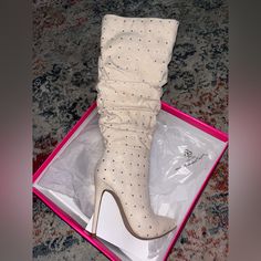 Shoe Dazzle Heeled Fenella Cream Studded Boots Shoes Cream, Cream Heels, Louboutin Heels, Cream Shoes, Christian Louboutin Heels, Studded Boots, Shoe Dazzle, Shoes Heels Boots, Shoes Women Heels