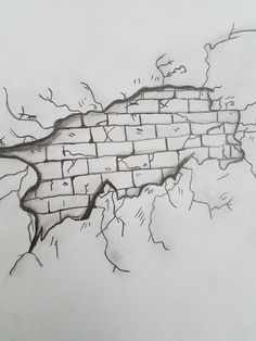 Brick Wall Effect, Drawing Of Brick Wall, Brick Wall Tattoo Ideas, Graffiti Building Drawing, Brick Tattoo Design, Brick Wall Painting Art, Graffiti Painting On Wall, Graffiti Art Drawing Words