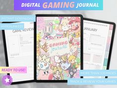 the digital gaming journal is open and ready to be used for children's games