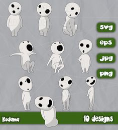 an animated character sheet with various expressions and shapes for the characters in the game aliens