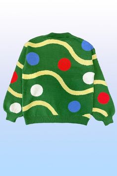 *Exclusive In-House Design*-Christmas ornament intarsia-Holiday-Knit sweater-Round neckline-All original designMade In: China Christmas Tree Sweater, Holiday Knits, Tree Sweater, Buy Christmas Tree, Travel Size Beauty Products, Denim Short Dresses, Design Christmas, Tree Christmas, Christmas Tree Ornament