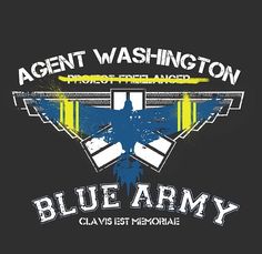 blue army t - shirt with the words agent washington and an image of a plane