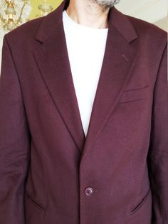 "Mens blazer burgundy wool blazer men's wool jackets Mens jackets Vintage burgundy blazer Sports Coat Suit jackets evening jacket size XL height of the men in the photo - 187 cm Please refer to photos for details of condition. Condition: very good vintage Measurements: Length: 87cm/34.3\" Sleeve : 66 cm/26.0\" Shoulder to shoulder: 50 cm / 19.7\" Bust: 120cm/47.2\" Waist: 112 cm/44.1\" size: XL note The color on the pictures may vary due to monitor settings and light reflections. Ready to ship P Tailored Fall Sport Coat For Semi-formal Occasions, Semi-formal Sport Coat With Single Button And Long Sleeves, Solid Color Business Suits For Fall, Semi-formal Sport Coat With Single Button, Winter Formal Solid Color Blazer, Winter Semi-formal Solid Suits, Winter Solid Color Semi-formal Suits, Semi-formal Long Sleeve Suits For Fall, Solid Color Semi-formal Winter Suit