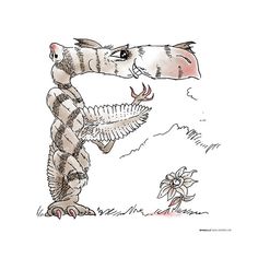 a drawing of a dragon attacking another creature