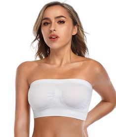 PRICES MAY VARY. DESIGNED FOR YOU : This great multipurpose strapless bra is a unique basic tube top-whether it's for an exercise or used as a casual strapless bra for daily wear . Good thing , because you'll never want to take it off . MATERIAL：Made of ANGOOL unique microfiber , the elastic seamless bandeau top has high elasticity without causing any irritation reaction . The high-quality fabrics are resistant to abrasion and wash and dry . Breathable material wicks sweat away to keep your body Low Cut Outfit, Strapless Bralette, Bandeau Bra, Strapless Bandeau, An Exercise, Lounge Lingerie, Wireless Bra, Active Women, Bandeau Top