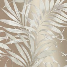 an artistic wallpaper with silver leaves on a brown and beige background in the style of art deco